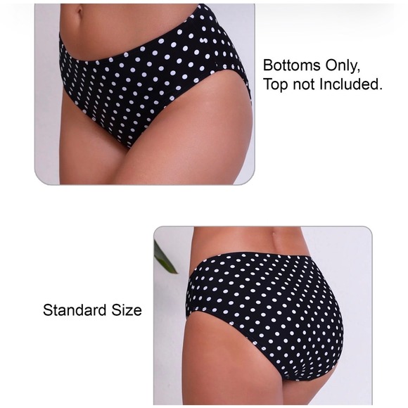 NEW Halcurt Womens High Waisted Polka Dot Bikini Bottoms Black White Size Small - Picture 2 of 8